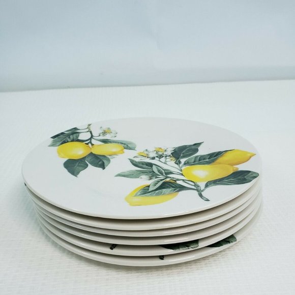 LOT OF Tuscan Lemon Themed Kitchen Dinner Plates Stoneware 10.5" NEW - Picture 3 of 9
